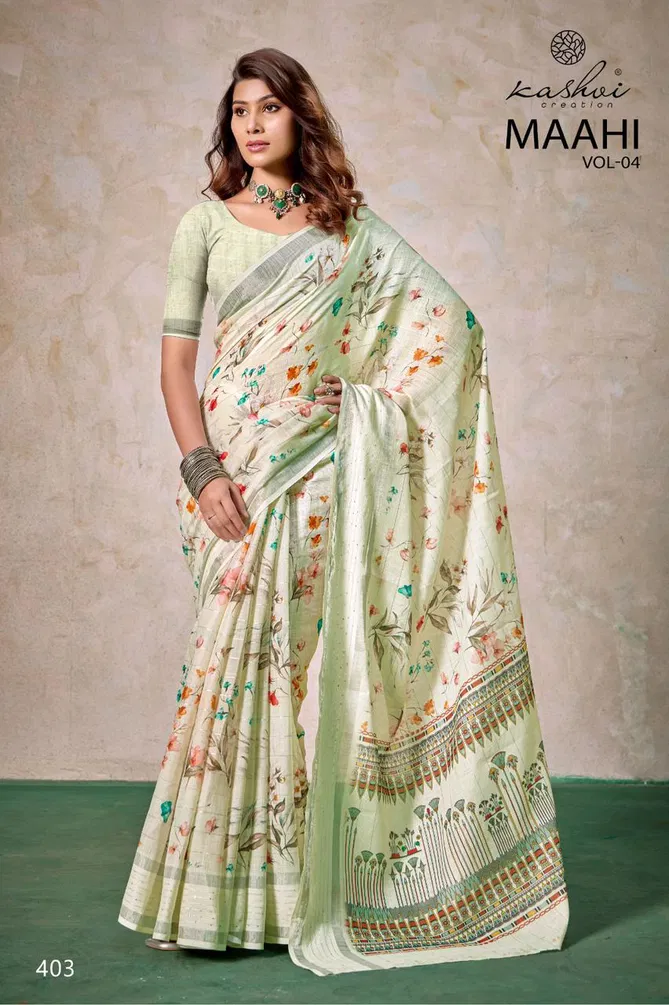 Maahi Vol 4 By Kashvi Linen Printed Saree Wholesalers In Delhi